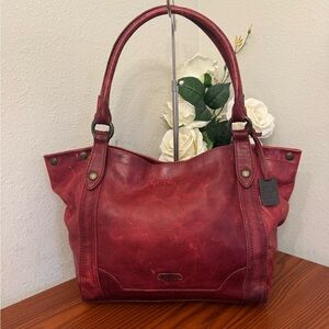 Frye Deep Red Leather Shoulder Bag